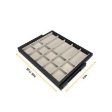 Emuca Kit de cajón organizador y bastidor de guías con cierre suave para armario, regulable, módulo 600mm, Negro texturizado y gris piedra - Ítem10