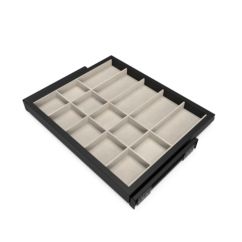 Emuca Kit de organiser de cadre de tiroir et de glissière avec fermeture souple pour armoire, réglable, module 600mm, Noir texturé et Gris pierre