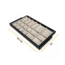 Emuca Kit de cajón organizador y bastidor de guías con cierre suave para armarios, regulable, módulo 800mm, Negro texturizado y gris piedra - Ítem2