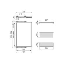 Emuca Kit de 7 varillas pantalonero, 1 bandeja y bastidor de guías con cierre suave para armarios, regulable, módulo 800mm, Gris piedra - Ítem4