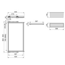 Emuca Kit de 7 porte-pantalons, 2 plateaux et cadre coulissant à fermeture douce pour armoires, réglable, module 900mm, Noir texturé - Item4