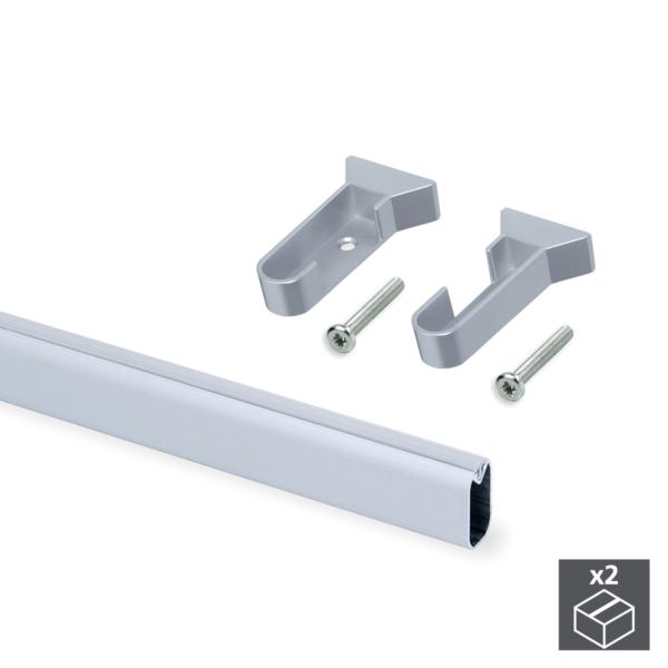 Kit de 2 tubos 30x15mm de aluminio largo 950mm y soportes Silk Emuca para armario