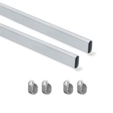 Emuca Kit tube de penderie 30x15 mm aluminium, 0, 95 m, Anodisé mat, Aluminium et Zamak. - Item3