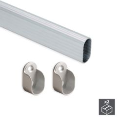 Emuca Kit de barra para armario 30x15 mm aluminio, 0, 95 m, Anodizado mate, Aluminio y Zamak