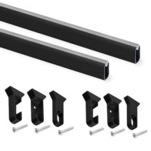 Emuca Lot de 2 rails pour armoires en soie de 1,15m de long avec supports, Aluminium et Plastique, Peint en noir - Item3