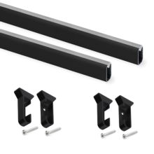 Emuca Lote de 2 barras para armario Silk de logitud 0.75m con soportes, Aluminio y Plástico, Pintado negro - Ítem3