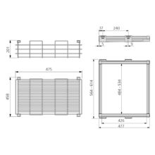 Emuca Kit de panier en fil et cadre coulissant pour armoires Moka, fermeture souple, réglable, module de 600mm, Acier et Aluminium, Couleur Moka - Item3