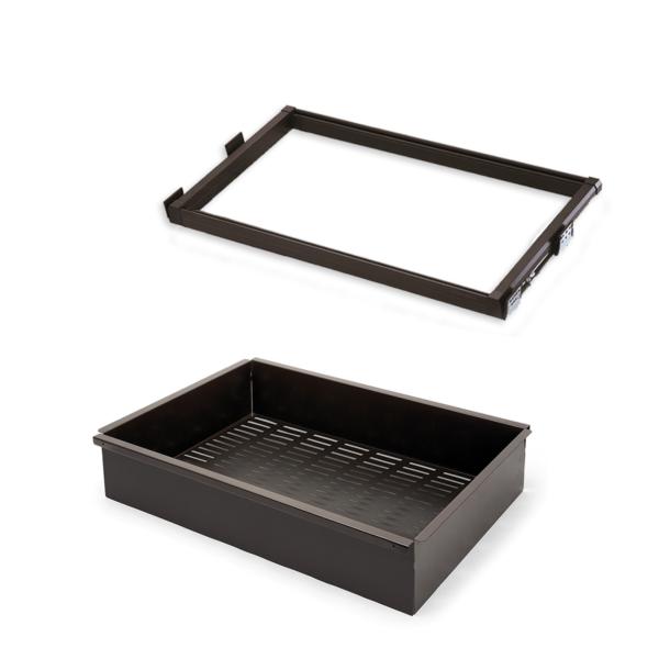 Emuca Kit de tiroir et cadre de coulissage en métal pour armoires Moka, fermeture souple, réglable, module de 900mm, Acier et Aluminium, Couleur Moka