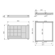 Emuca Kit de cajón joyero y bastidor de guías para armarios Moka, cierre suave, regulable, módulo de 600mm, Acero y aluminio, Color moka - Ítem2