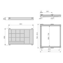 Emuca Kit de cajón joyero y bastidor de guías para armarios Moka, cierre suave, regulable, módulo de 800mm, Acero y aluminio, Color moka - Ítem3