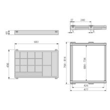 Emuca Kit de cajón joyero y bastidor de guías para armarios Moka, cierre suave, regulable, módulo de 800mm, Acero y aluminio, Color moka - Ítem1