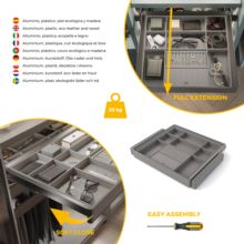 Emuca Kit de cajón organizador y bastidor regulable Quartz para armarios, guías de cierre suave y extracción total, Módulo 60cm, Acabado Titanio - Ítem6