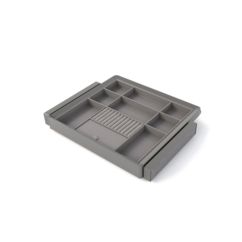 Emuca Kit de cajón organizador y bastidor regulable Quartz para armarios, guías de cierre suave y extracción total, Módulo 60cm, Acabado Titanio