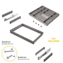 Emuca Kit de cajón organizador y bastidor regulable Quartz para armarios, guías de cierre suave y extracción total, Módulo 70cm, Acabado Titanio - Ítem5