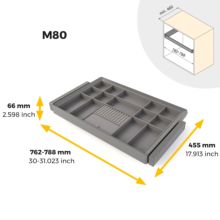 Emuca Kit tiroir organisateur et rack ajustable Quartz pour armoires, glissières extension totale et à fermeture douce, Module 80cm, Finition Titane - Item10
