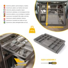 Emuca Kit tiroir organisateur et rack ajustable Quartz pour armoires, glissières extension totale et à fermeture douce, Module 80cm, Finition Titane - Item6