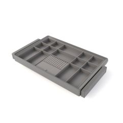 Emuca Kit de cajón organizador y bastidor regulable Quartz para armarios, guías de cierre suave y extracción total, Módulo 80cm, Acabado Titanio