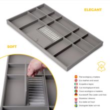 Emuca Kit de cajón organizador y bastidor regulable Quartz para armarios, guías de cierre suave y extracción total, Módulo 90cm, Acabado Titanio - Ítem7