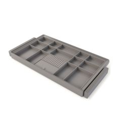 Emuca Kit de cajón organizador y bastidor regulable Quartz para armarios, guías de cierre suave y extracción total, Módulo 90cm, Acabado Titanio