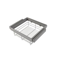 Emuca Kit de cajón de alambre y bastidor regulable Quartz para armarios, guías de cierre suave y extracción total, Módulo 60cm, Acabado Titanio