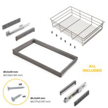 Emuca Kit de cajón de alambre y bastidor regulable Quartz para armarios, guías de cierre suave y extracción total, Módulo 80cm, Acabado Titanio - Ítem4