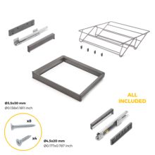 Emuca Kit de cajón zapatero y bastidor regulable Quartz para armarios, guías de cierre suave y extracción total, Módulo 60cm, Acabado Titanio - Ítem5