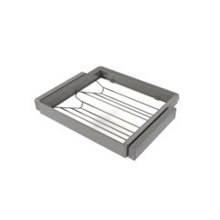 Emuca Kit de cajón zapatero y bastidor regulable Quartz para armarios, guías de cierre suave y extracción total, Módulo 60cm, Acabado Titanio