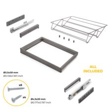 Emuca Kit de cajón zapatero y bastidor regulable Quartz para armarios, guías de cierre suave y extracción total, Módulo 70cm, Acabado Titanio - Ítem5