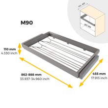 Emuca Kit tiroir à chaussures et rack ajustable Quartz pour armoires, glissières extension totale et à fermeture douce, Module 90cm, Finition Titane - Item10