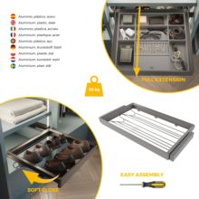 Emuca Kit tiroir à chaussures et rack ajustable Quartz pour armoires, glissières extension totale et à fermeture douce, Module 90cm, Finition Titane - Item6