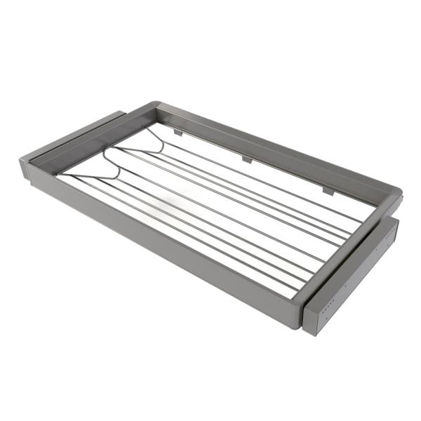 Emuca Kit tiroir à chaussures et rack ajustable Quartz pour armoires, glissières extension totale et à fermeture douce, Module 90cm, Finition Titane