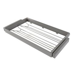 Emuca Kit de cajón zapatero y bastidor regulable Quartz para armarios, guías de cierre suave y extracción total, Módulo 90cm, Acabado Titanio