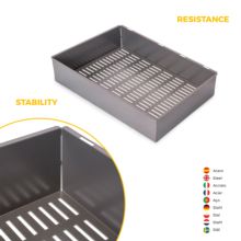 Emuca Kit de cajón metálico y bastidor regulable Quartz para armarios, guías de cierre suave y extracción total, Módulo 70cm, Acabado Titanio - Ítem7