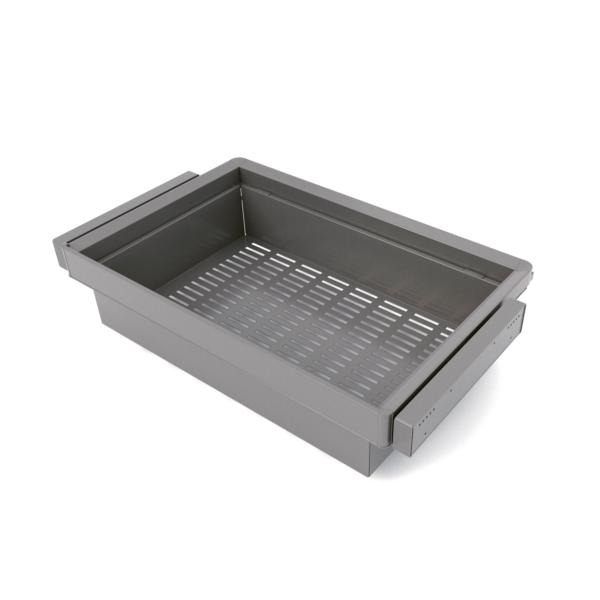 Emuca Kit de cajón metálico y bastidor regulable Quartz para armarios, guías de cierre suave y extracción total, Módulo 80cm, Acabado Titanio