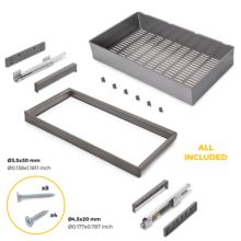 Emuca Kit panier métallique et rack ajustable Quartz pour armoires, glissières extension totale et à fermeture douce, Module 90cm, Finition Titane - Item5