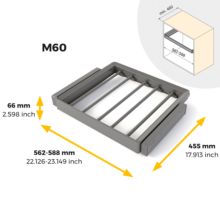 Emuca Kit de pantalonero de 7 varillas y bastidor regulable Quartz para armarios, guías de cierre suave y extracción total, Módulo 60cm, Acabado Titanio - Ítem10