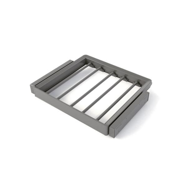 Emuca Kit de pantalonero de 7 varillas y bastidor regulable Quartz para armarios, guías de cierre suave y extracción total, Módulo 60cm, Acabado Titanio