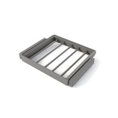 Emuca Kit de porte-pantalon à 7tringles et rack ajustable Quartz pour armoires, glissières extension totale et à fermeture douce, Module 60cm, Finition Titane