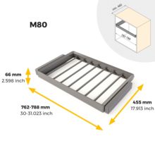 Emuca Kit de pantalonero de 7 varillas y bastidor regulable Quartz para armarios, guías de cierre suave y extracción total, Módulo 80cm, Acabado Titanio - Ítem10