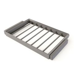 Emuca Kit de porte-pantalon à 7tringles et rack ajustable Quartz pour armoires, glissières extension totale et à fermeture douce, Module 80cm, Finition Titane