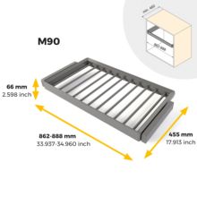 Emuca Kit de pantalonero de 7 varillas y bastidor regulable Quartz para armarios, guías de cierre suave y extracción total, Módulo 90cm, Acabado Titanio - Ítem10