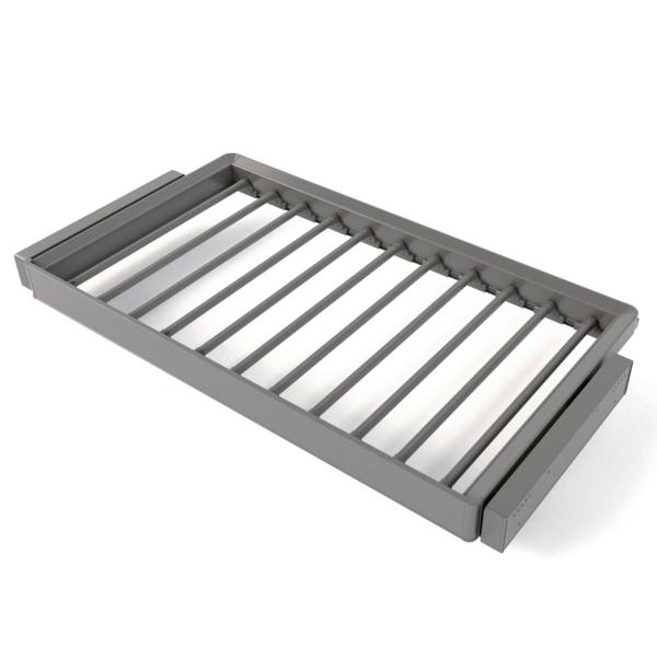 Emuca Kit de pantalonero de 7 varillas y bastidor regulable Quartz para armarios, guías de cierre suave y extracción total, Módulo 90cm, Acabado Titanio