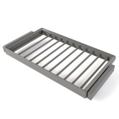 Emuca Kit de porte-pantalon à 7tringles et rack ajustable Quartz pour armoires, glissières extension totale et à fermeture douce, Module 90cm, Finition Titane