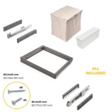 Emuca Kit de bandeja auxiliar, cesto y bastidor regulable Quartz para armarios, guías de cierre suave y extracción total, Módulo 60cm, Acabado Titanio - Ítem5