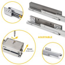 Emuca Kit de bandeja auxiliar, cesto y bastidor regulable Quartz para armarios, guías de cierre suave y extracción total, Módulo 60cm, Acabado Titanio - Ítem9