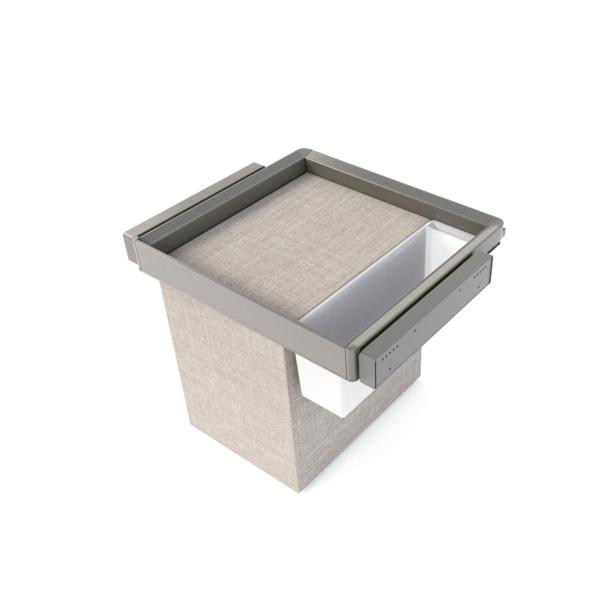 Emuca Kit de bandeja auxiliar, cesto y bastidor regulable Quartz para armarios, guías de cierre suave y extracción total, Módulo 60cm, Acabado Titanio