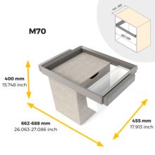 Emuca Kit de bandeja auxiliar, cesto y bastidor regulable Quartz para armarios, guías de cierre suave y extracción total, Módulo 70cm, Acabado Titanio - Ítem10