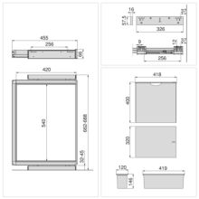 Emuca Kit de bandeja auxiliar, cesto y bastidor regulable Quartz para armarios, guías de cierre suave y extracción total, Módulo 70cm, Acabado Titanio - Ítem11