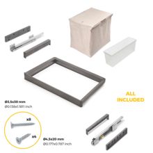 Emuca Kit de bandeja auxiliar, cesto y bastidor regulable Quartz para armarios, guías de cierre suave y extracción total, Módulo 70cm, Acabado Titanio - Ítem5