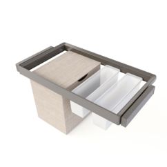 Emuca Kit 2 plateaus auxiliaires, 1 panier et rack ajustable Quartz pour armoires, glissières extension totale et à fermeture douce, Module 90cm, Finition Titane